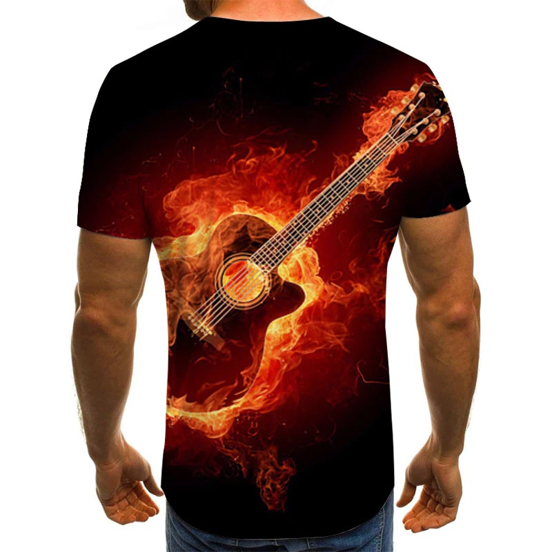 carga Mercado Óptima Flaming Guitar Tee Shirt-Large - Avian Guitars Canada